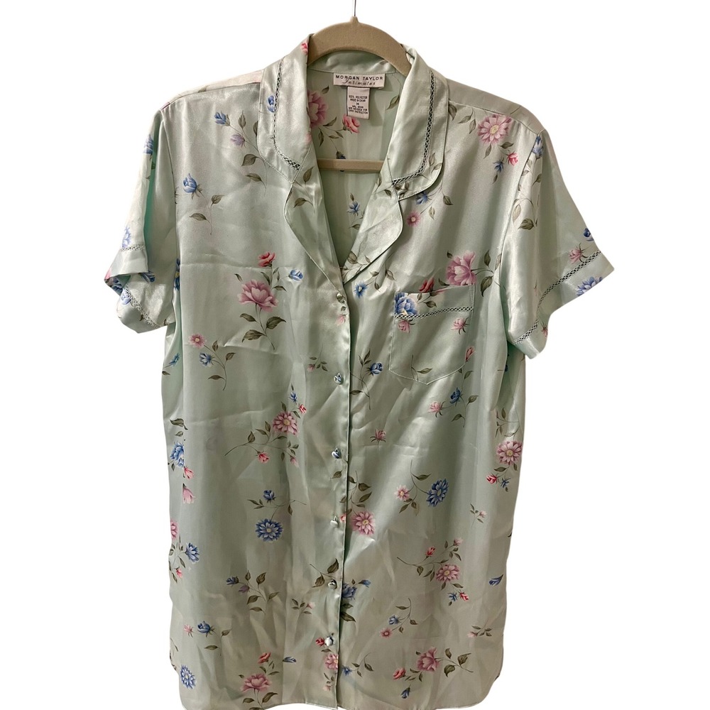 Morgan Taylor Intimates 2 Pieces- Floral Short Sleeve Coverup & Nightgown Medium